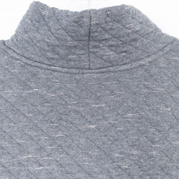 LL Bean Quilted Pullover Sweatshirt Womens Petite Large Dark Gray Mock Neck - Picture 14 of 16